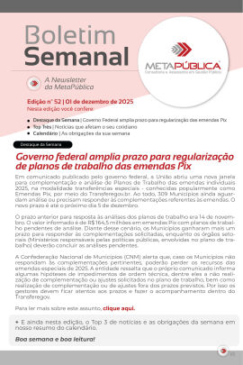 Imagem da notícia BOLETIM SEMANAL Nº 52 - 01 DE DEZEMBRO DE 2025